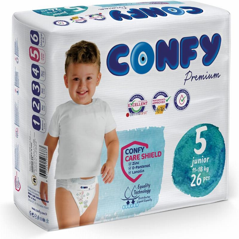 Confy Premium підгузки дитячі Size 5, Junior 11-18 kg, 26шт